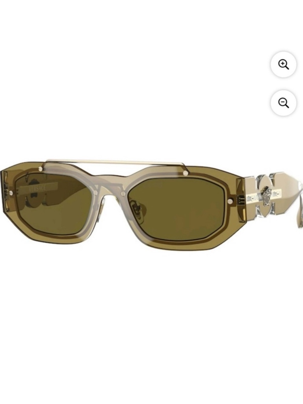 Versace Unisex VE 2235 Transparent Brown Mirror Gold Plastic Fashion Sunglasses